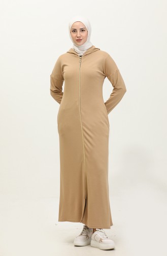 Abaya A Fermeture 2140-08 Beige Foncé 2140-08