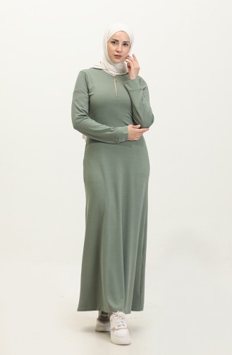 Fermuarlı Elbise 2149-01 Çağla Yeşili