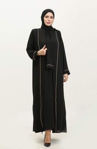 طقم ثلاثي فستان عباية شال 248504-02 أسود  248504-02
