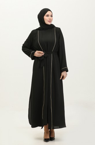 طقم ثلاثي فستان عباية شال 248504-02 أسود  248504-02