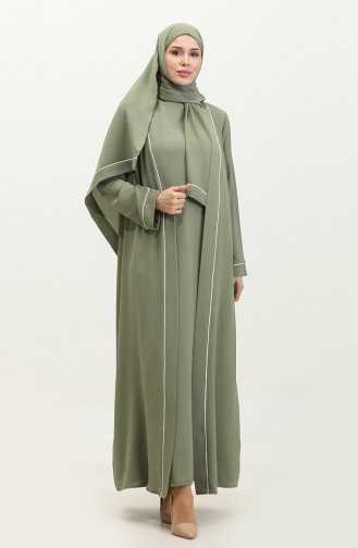 طقم ثلاثي فستان عباية شال 248504-04  أخضر مينت  248504-04