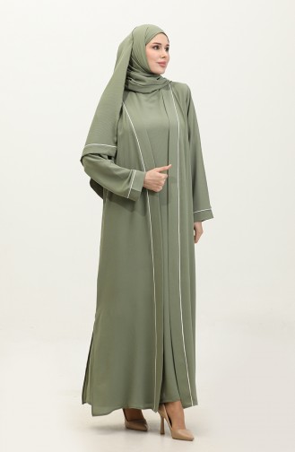 طقم ثلاثي فستان عباية شال 248504-04  أخضر مينت  248504-04