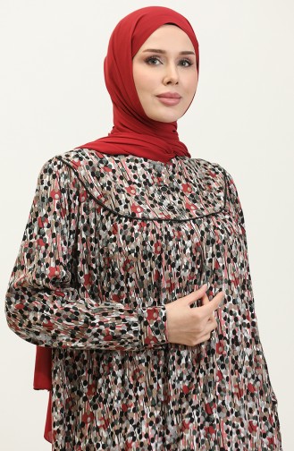 Robe Viscose à Motifs Grande Taille 4473K-03 Noir Rose Poudré 4473K-03