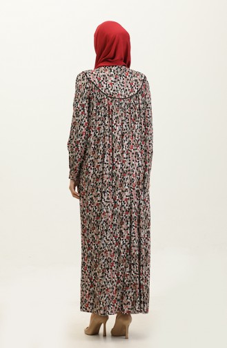 فستان فيسكوز مُطبع بمقاسات كبيرة 4473K-03 لون أسود ووردي مغبر 4473K-03