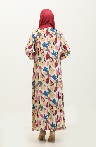 فستان فيسكوز مُطبع بمقاسات كبيرة 44851H-01 لون وردي مغبر 44851H-01