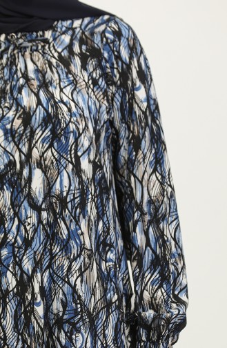 فستان فيسكوز مُطبع بمقاسات كبيرة 44851M-04 لون أسود 44851M-04