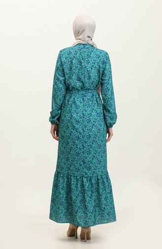 فستان أديل كريب بتصميم مُطبع 0347-02 لون أخضر 0347-02