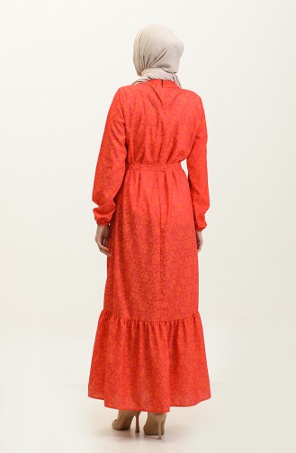 فستان أديل كريب بتصميم مُطبع 0347-06 لون ميركان 0347-06