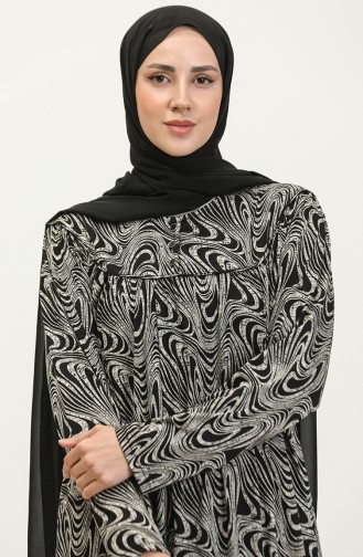 Robe Viscose à Motifs Grande Taille 4470A-02 Noir 4470A-02