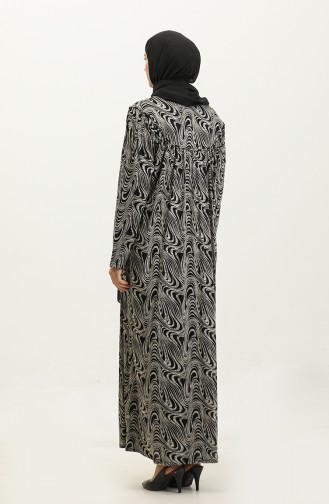 فستان فيسكوز منقوش مقاس كبير 4470A-02 أسود 4470A-02