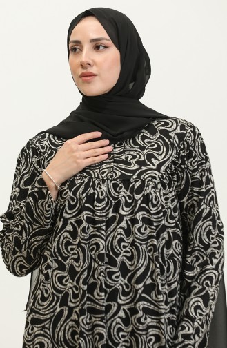 Robe Viscose à Motifs Grande Taille 4470C-01 Noir 4470C-01