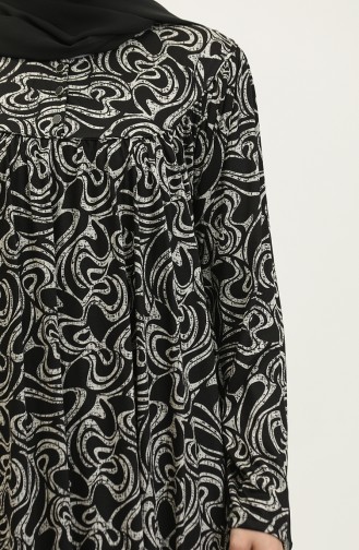 Large Size Patterned Viscose Dress 4470C-01 Black 4470C-01