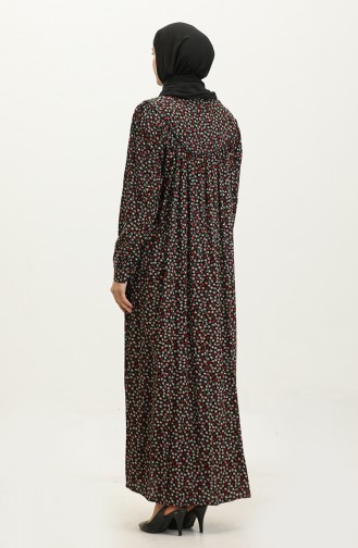 فستان فيسكوز مُطبع بمقاسات كبيرة 4473A-01 لون أسود وأحمر 4473A-01