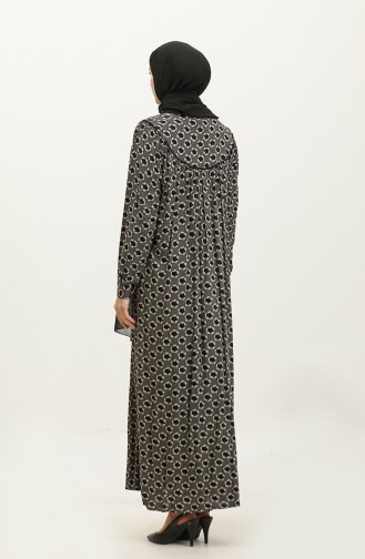 فستان فيسكوز مُطبع بمقاسات كبيرة 4473E-01 لون أسود 4473E-01