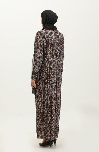 فستان فيسكوز مُطبع بمقاسات كبيرة 4473F-01 لون كاكي 4473F-01