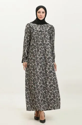 Robe Viscose à Motifs Grande Taille 4473F-03 Rose Poudré 4473F-03