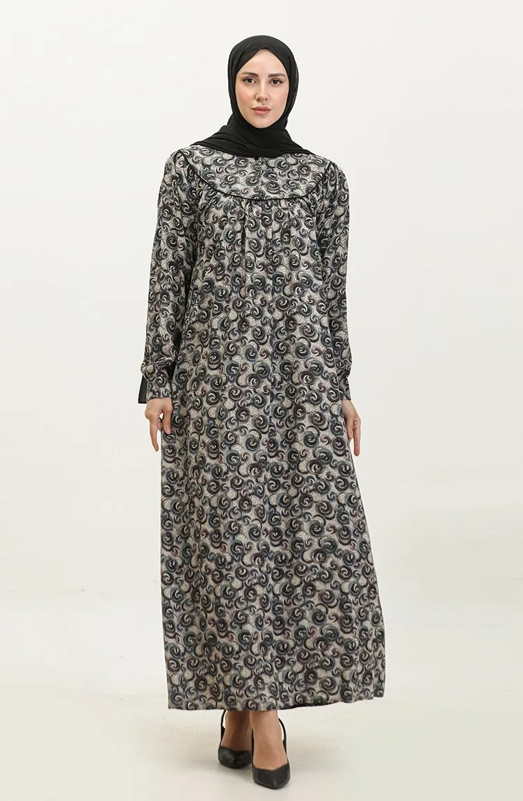 Robe Viscose à Motifs Grande Taille 4473F-03 Rose Poudré 4473F-03