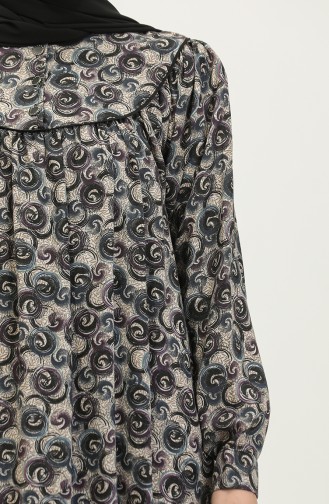 فستان فيسكوز مُطبع بمقاسات كبيرة 4473F-03 لون وردي مغبر 4473F-03