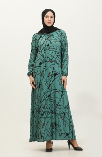 Robe Viscose à Motifs Grande Taille 44851K-02 Vert 44851K-02