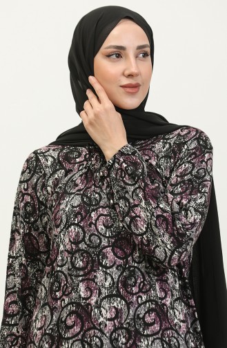 Robe Viscose à Motifs Grande Taille 44851L-01 Noir Violet 44851L-01