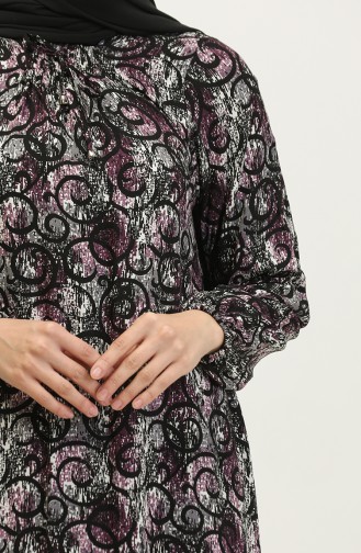 Robe Viscose à Motifs Grande Taille 44851L-01 Noir Violet 44851L-01