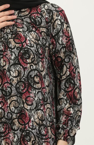 Robe Viscose à Motifs Grande Taille 44851L-02 Prune Noir 44851L-02