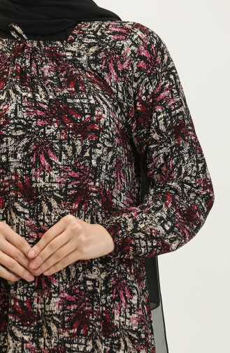 Robe Viscose à Motifs Grande Taille 44851P-04 Rose Poudré 44851P-04