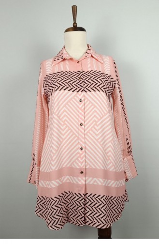 Large Size Patterned Shirt Powder T1697 946