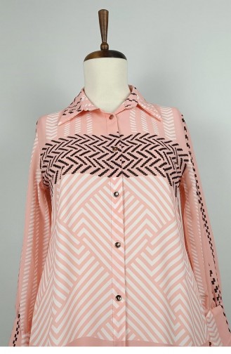 Large Size Patterned Shirt Powder T1697 946