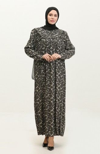 فستان فيسكوز مُطبع بمقاسات كبيرة 4473D-01 لون أسود 4473D-01