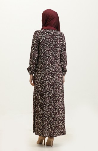 فستان فيسكوز مُطبع بمقاسات كبيرة 44851C-02 لون أرجواني 44851C-02