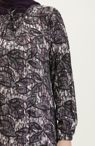 فستان فيسكوز مُطبع بمقاسات كبيرة 44851D-01 لون بنفسجي 44851D-01