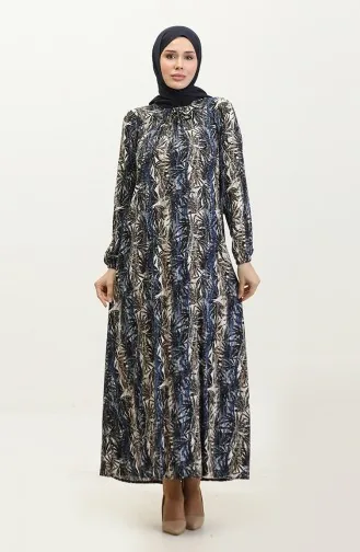Robe Viscose à Motifs Grande Taille 44851F-01 Bleu Marine 44851F-01