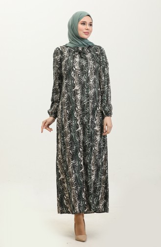 Robe Viscose à Motifs Grande Taille 44851F-03 Vert Khaki 44851F-03