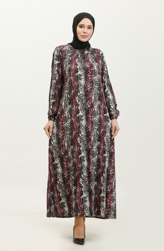 فستان فيسكوز مُطبع بمقاسات كبيرة 44851F-04 لون أرجواني 44851F-04