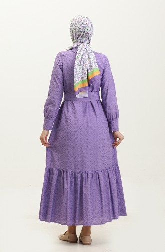 Robe Ceinturée Brodée Lilas 7723 855