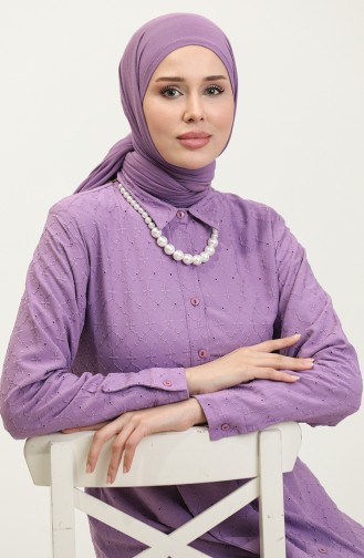 Buttoned Dress Lilac 7717 918