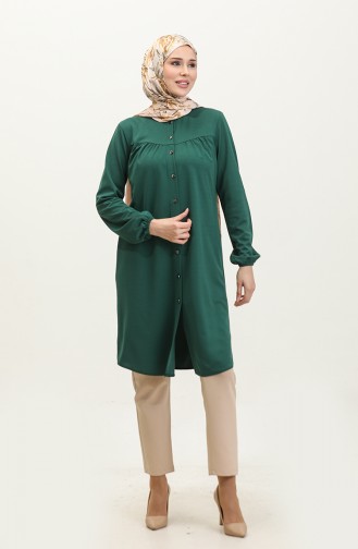 Front Shirred Tunic 4070-02 Emerald Green 4070-02