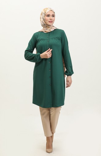 Front Shirred Tunic 4070-02 Emerald Green 4070-02