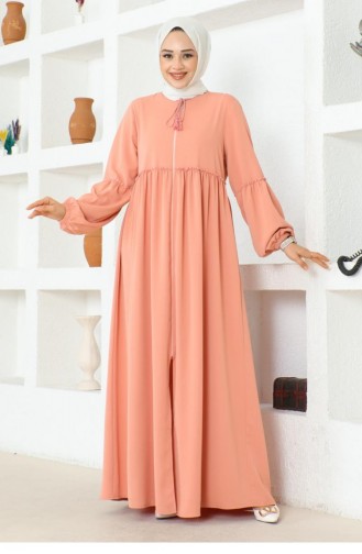 0029Sgs Manches Ballon Jessica Crêpe Abaya Poudre 16878