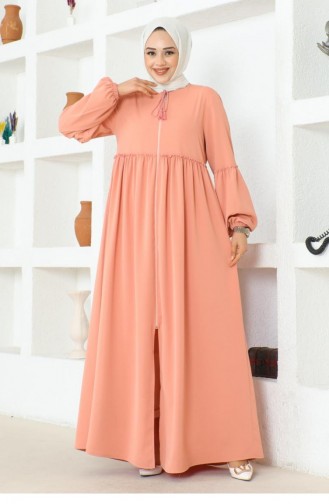 0029Sgs Manches Ballon Jessica Crêpe Abaya Poudre 16878