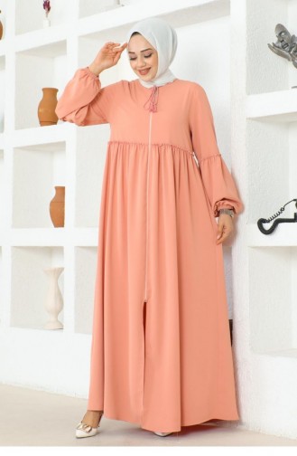 0029Sgs Manches Ballon Jessica Crêpe Abaya Poudre 16878