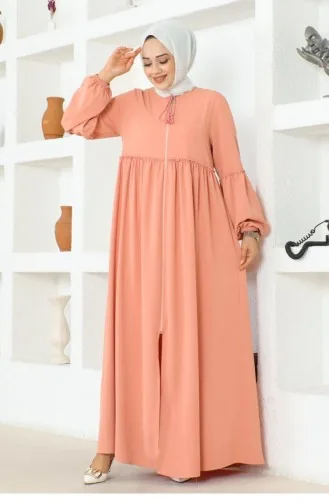 0029Sgs Manches Ballon Jessica Crêpe Abaya Poudre 16878