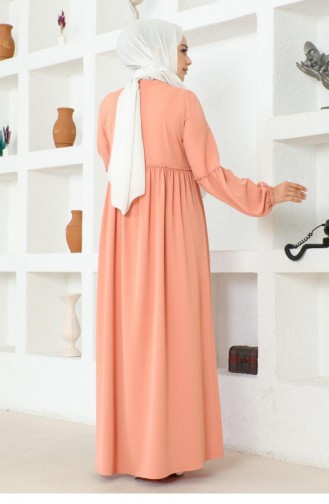 0029Sgs Balloon Sleeve Jessica Crepe Abaya Powder 16878