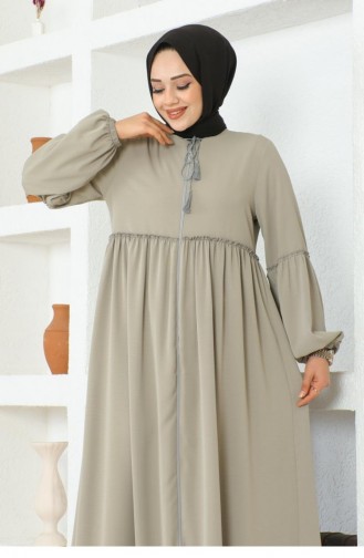 0029Sgs Ballonärmel Jessica Crepe Abaya Grau 16880