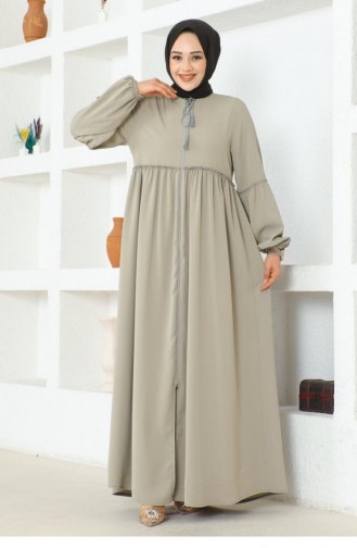 0029Sgs Balloon Sleeve Jessica Crepe Abaya Gray 16880