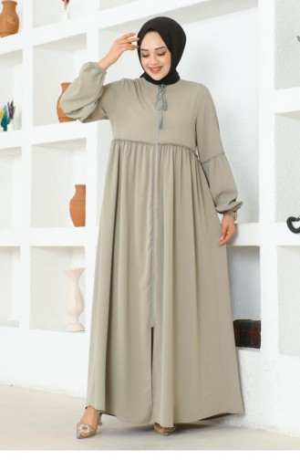 0029Sgs Balloon Sleeve Jessica Crepe Abaya Gray 16880