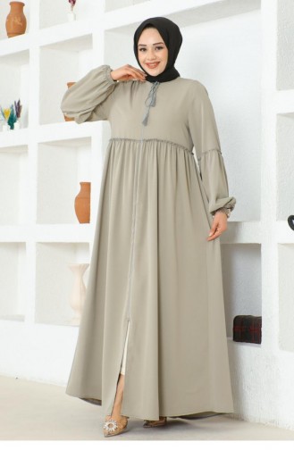 0029Sgs Ballonärmel Jessica Crepe Abaya Grau 16880