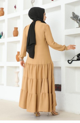 0031Sgs Jessica Crepe Abaya With Layered Skirt Mink 16882