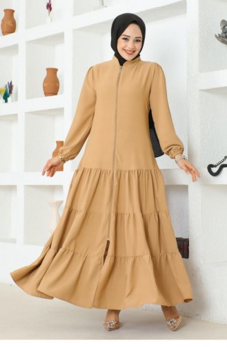 0031Sgs Jessica Crepe Abaya With Layered Skirt Mink 16882